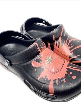 Crocs At Work Bistro Slip Resistant Clogs Unisex M7/ W9 Tomato Splat Black/Red